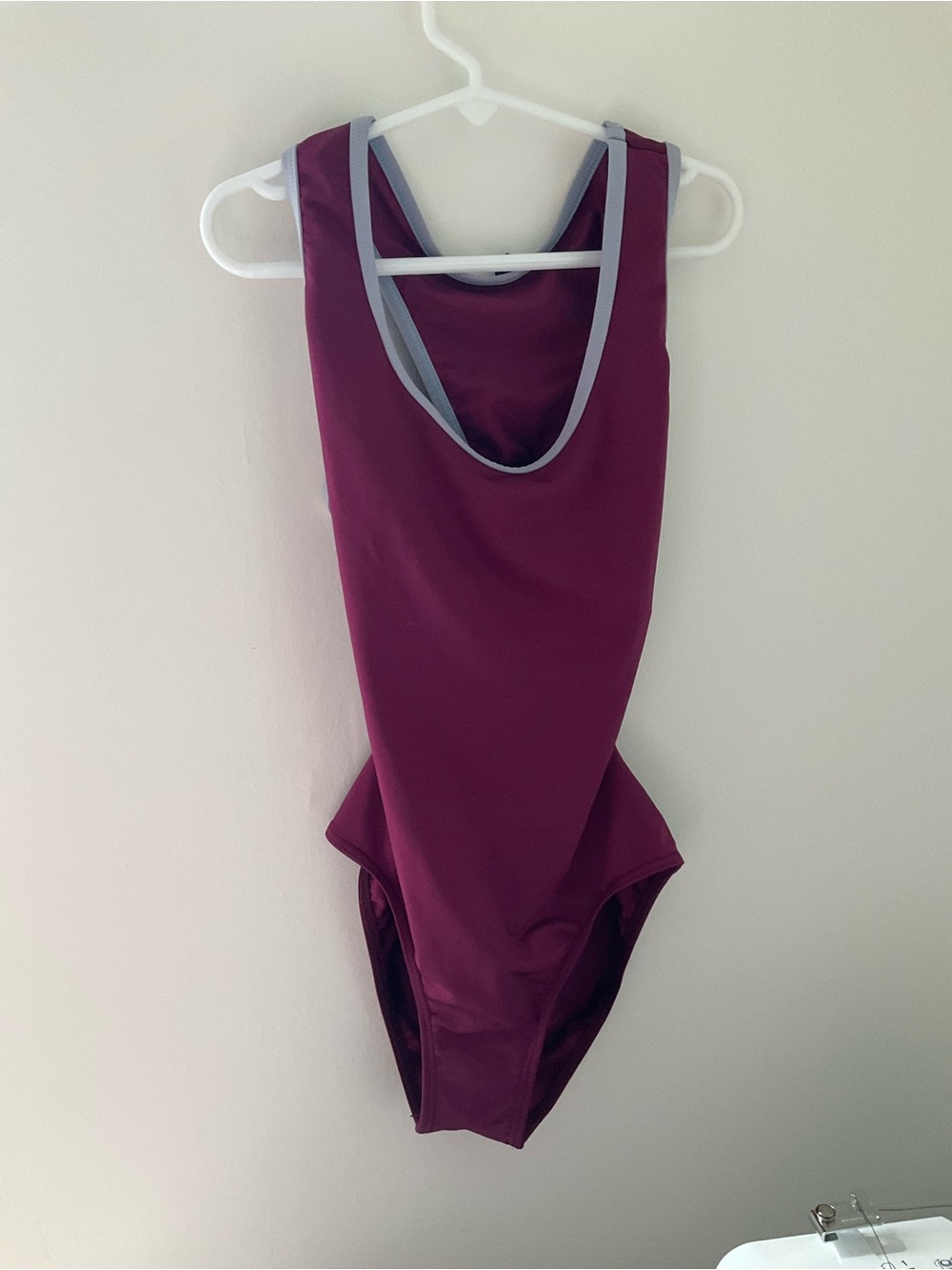 Women’s Ballet Leotard in Plum with Contrast Trim